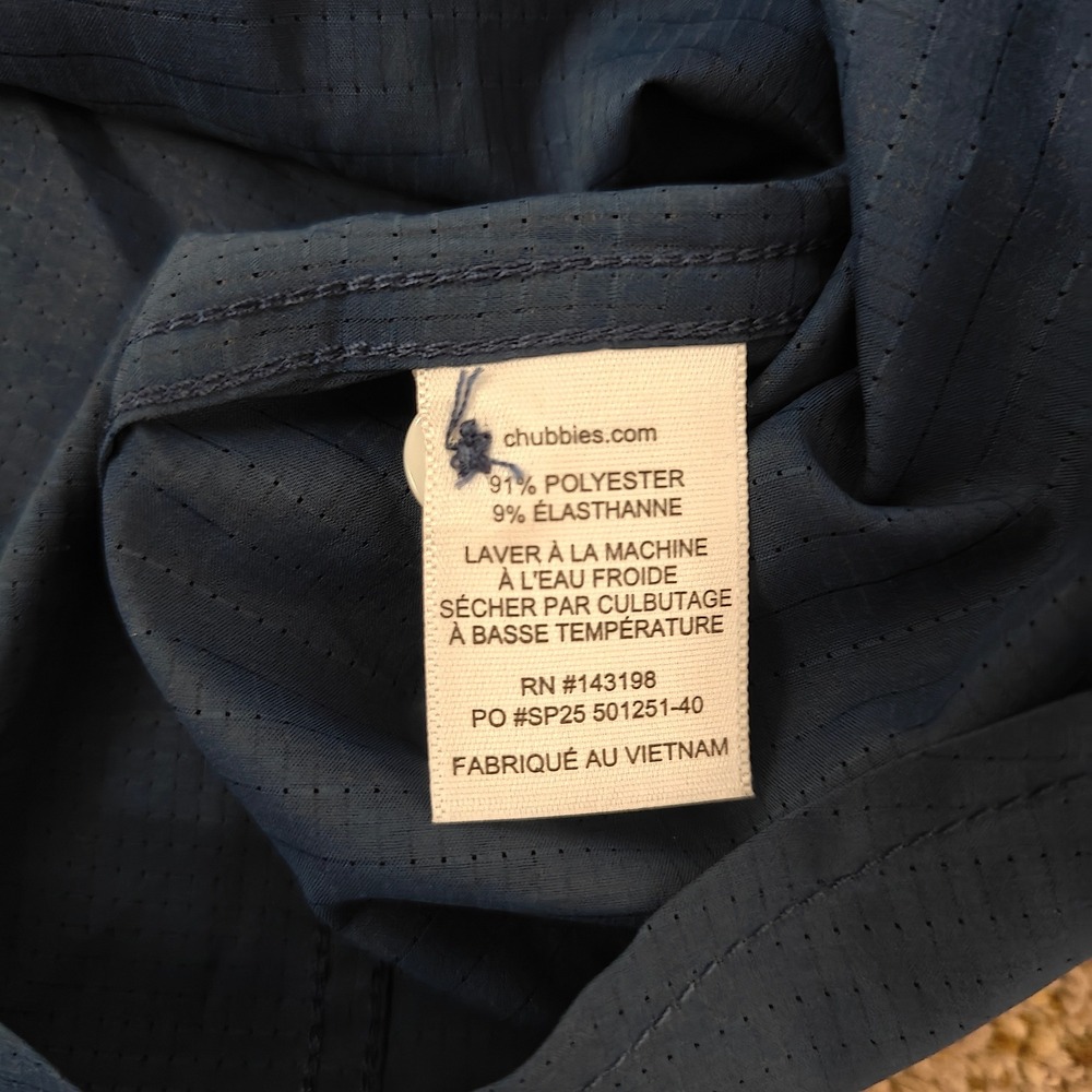 Chubbies Mens Short Sleeve Button Down Shirt Blue X Large Polyester Spandex NWT - Picture 5 of 9
